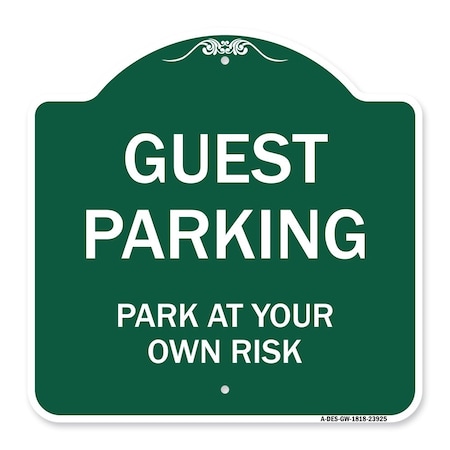 Designer Series Sign-Guest Parking, Green & White Aluminum Architectural Sign